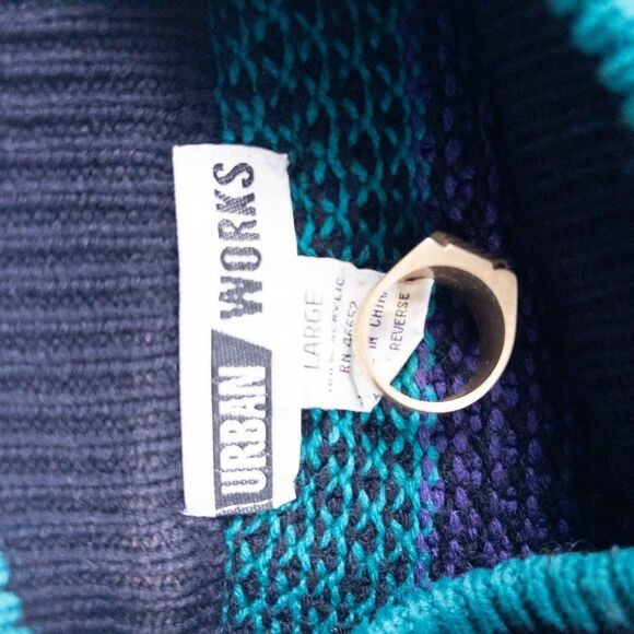 Vintage 80s Urban Works 3D Knit Sweater Cosby Biggie Coogi Style Men’s Large - Picture 6 of 6